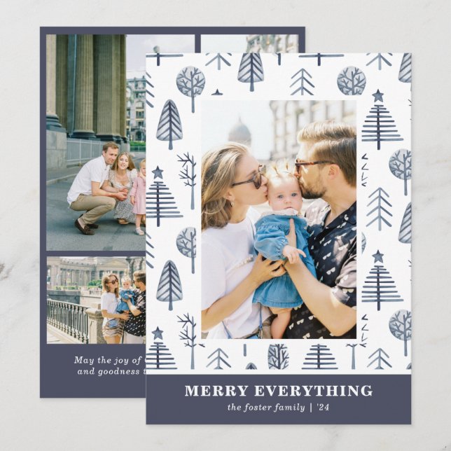 Merry Everything 5 Photo (1+4) Holiday Photo Card (Front/Back)