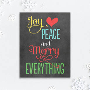 Merry Everything Black Chalkboard Colourful Holida Canvas Print