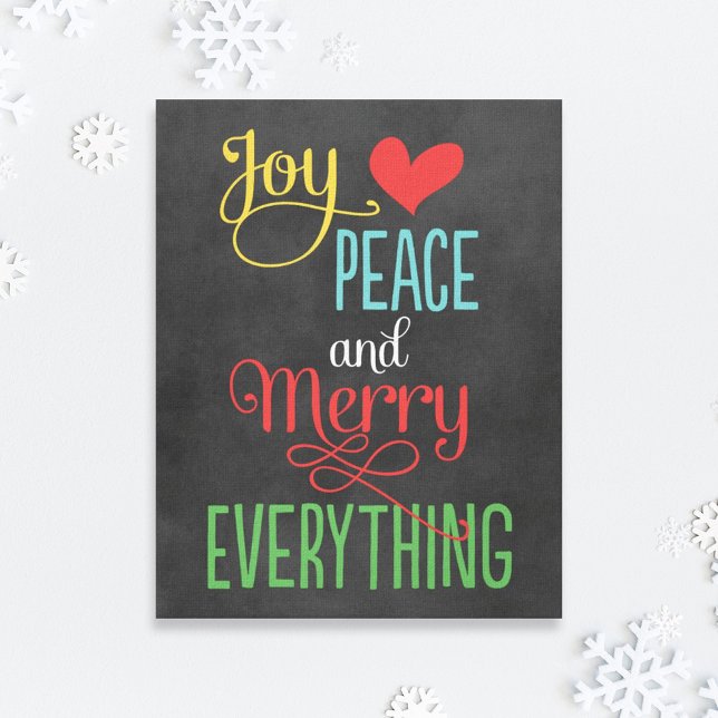 Merry Everything Black Chalkboard Colourful Holida Canvas Print (Creator Uploaded)