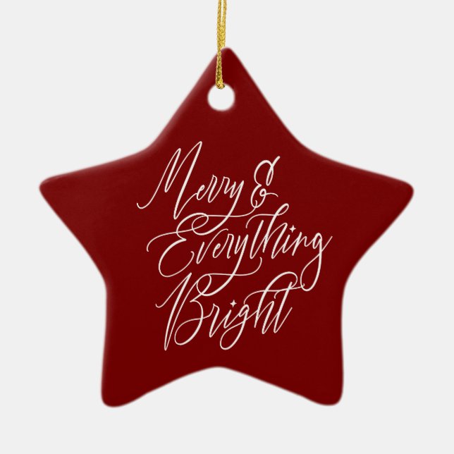 Merry & Everything Bright Red Ceramic Tree Decoration (Front)