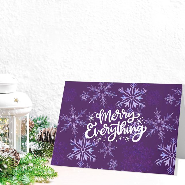 Merry Everything Calligraphy Snowflake Business Holiday Card (Creator Uploaded)