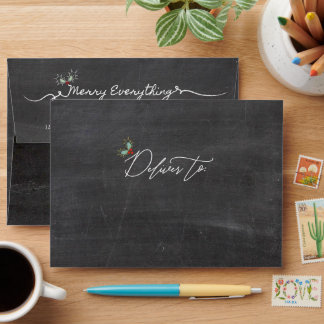 Merry Everything Chalkboard Mistletoes Christmas Envelope