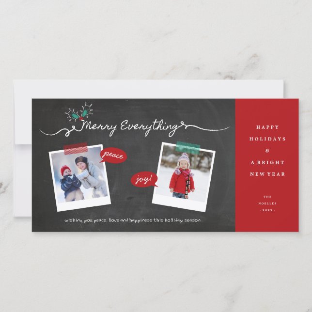 Merry Everything Chalkboard Mistletoes Christmas Holiday Card (Front)