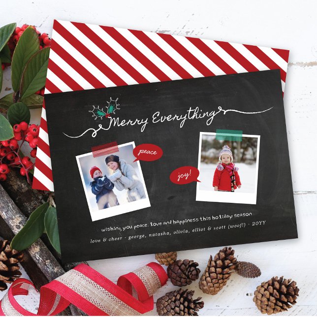 Merry Everything Chalkboard Mistletoes Christmas Holiday Card (Creator Uploaded)