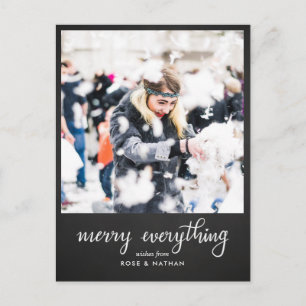 Merry Everything Chalkboard Script Holiday Photo Postcard