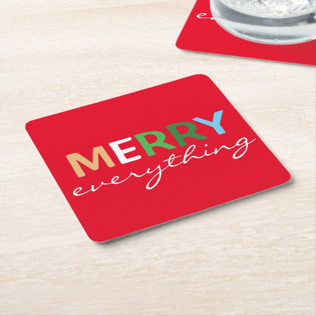 "Merry Everything" Christmas Holiday Coasters (Angled)