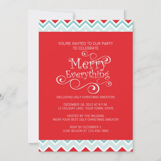 MERRY EVERYTHING CHRISTMAS PARTY INVITATION (Front)