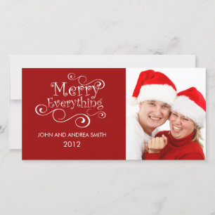 MERRY EVERYTHING CHRISTMAS PHOTO CARD RED