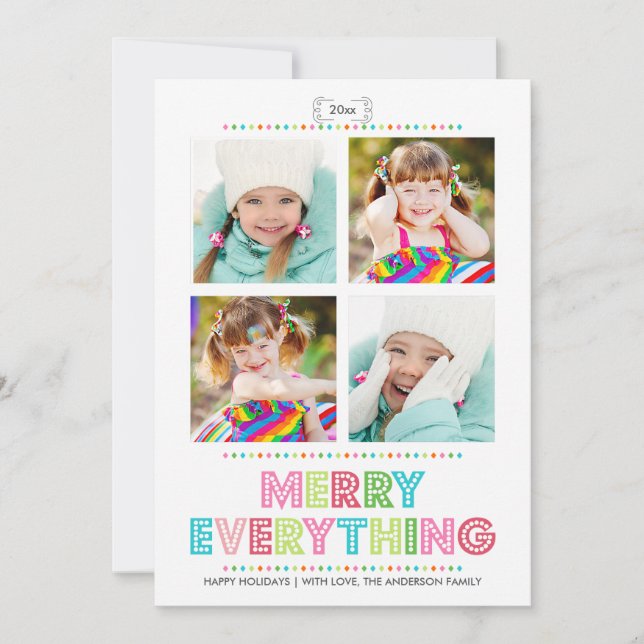 Merry Everything Collage Photo Holidays Card (Front)