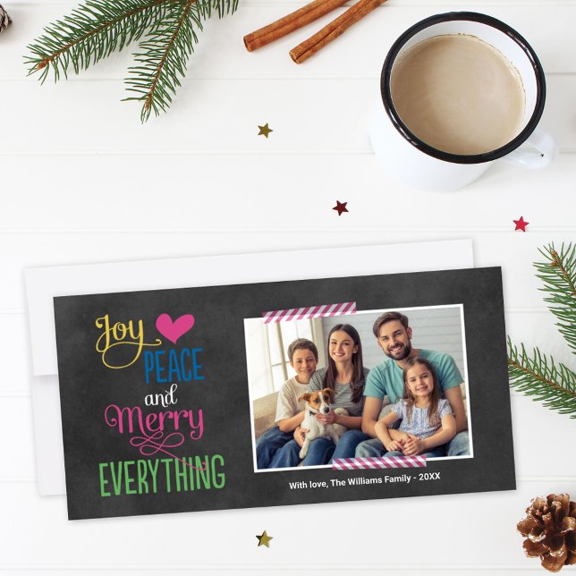 Merry Everything Colourful Black Chalkboard Holiday Card (Creator Uploaded)