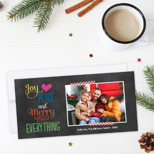 Merry Everything Colourful Black Chalkboard Photo Holiday Card