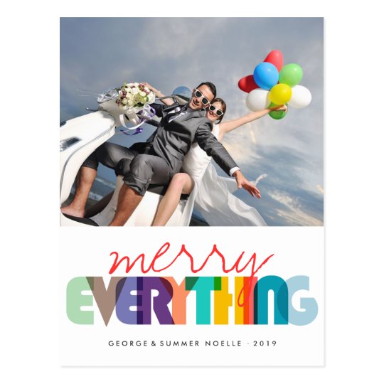 Merry Everything Colourful Holiday Photo Postcard