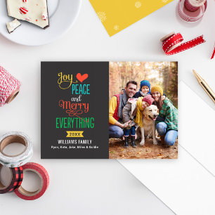 Merry Everything Colourful Typography Photo Holiday Card