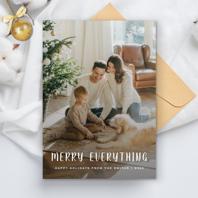 Merry Everything Cosy Family Photo Christmas Holiday Card (Creator Uploaded)