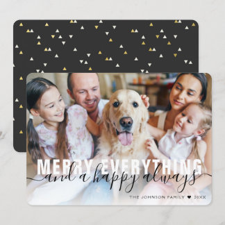 Merry Everything Family Gold Foil Christmas  Holiday Card