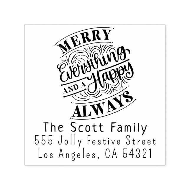 Merry Everything Family Name Return Address Self-inking Stamp (Design)