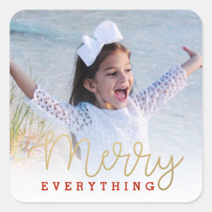 Merry Everything Gold and Red Photo Envelope Seal