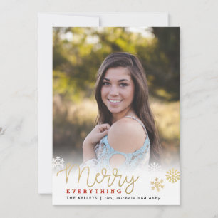 Merry Everything Gold Vertical Photo Holiday Card
