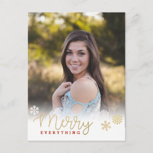 Merry Everything Gold Vertical Photo Holiday Postcard