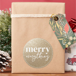 Merry Everything Golden Texture Classic Round Sticker
