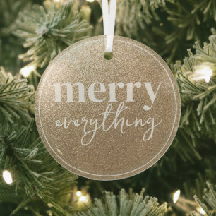 Merry Everything Golden Texture Glass Tree Decoration