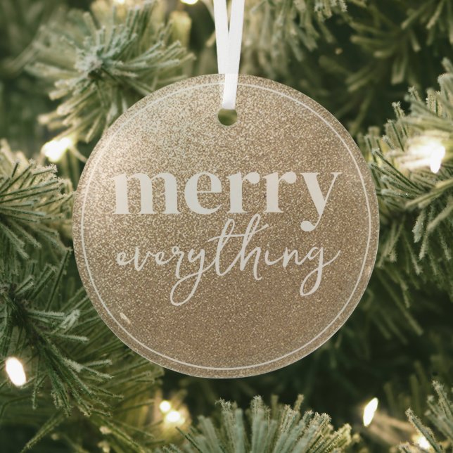 Merry Everything Golden Texture  Glass Tree Decoration (Insitu)