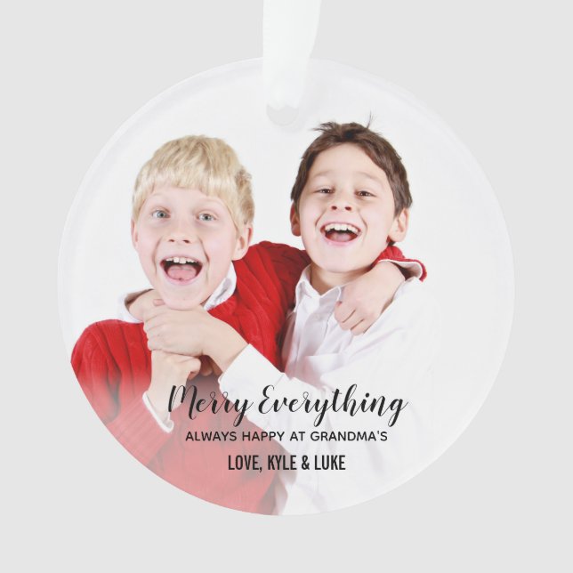 Merry Everything Grandma Happy Photo Grandparents Ornament (Front)