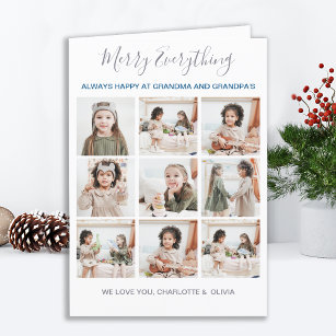 Merry Everything Grandparents 9 Photo Collage  Holiday Card