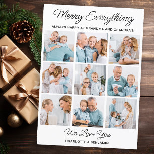 Merry Everything Grandparents 9 Picture Christmas  Holiday Card