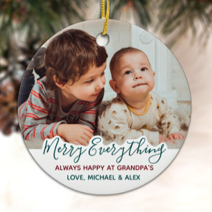 Merry Everything Grandparents Christmas Photo Ceramic Tree Decoration