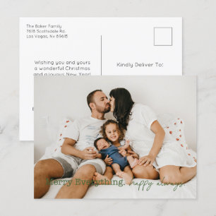 Merry Everything Green Photo Holiday Postcard