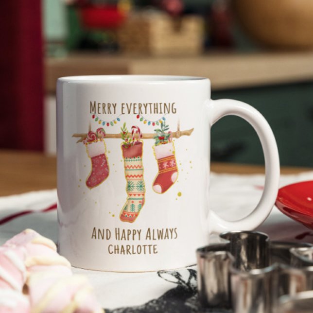 Merry Everything Happy Always Christmas Stockings Coffee Mug (Creator Uploaded)