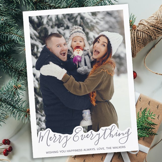 Merry Everything Happy Always Custom Family Photo Holiday Card (Creator Uploaded)