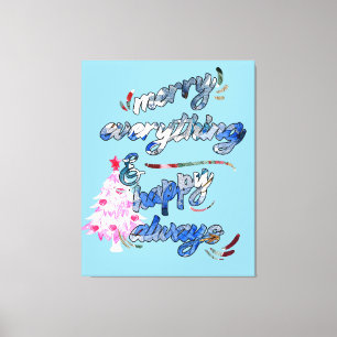 Merry Everything & Happy Always - Pink Tree Canvas Print