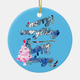 Merry Everything & Happy Always - Pink Tree Ceramic Tree Decoration