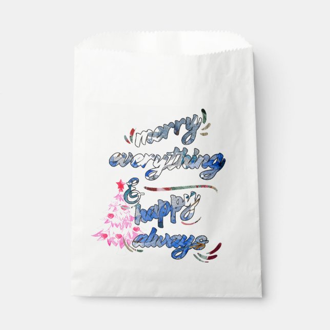 Merry Everything & Happy Always - Pink Tree Favour Bags (Front)