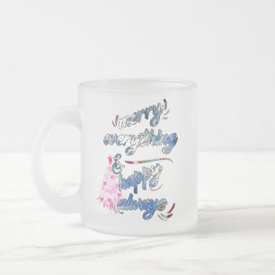 Merry Everything & Happy Always - Pink Tree Frosted Glass Coffee Mug