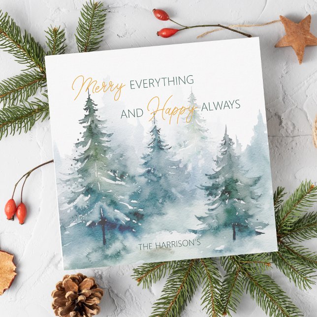 Merry Everything Happy Always Winter Trees Flat Holiday Card (Merry Everything Happy Always Winter Trees Flat Holiday Card)