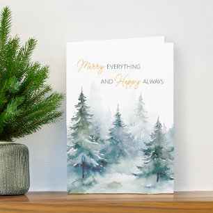 Merry Everything Happy Always Winter Trees Holiday Card
