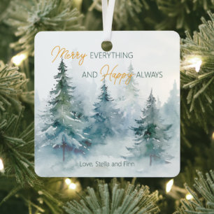 Merry Everything Happy Always Winter Trees Metal Tree Decoration