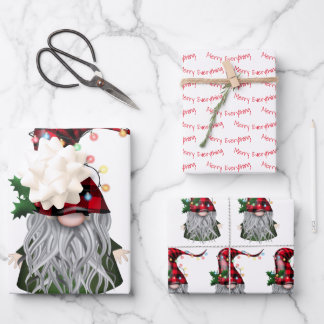 Merry Everything Holiday Gnome  Wrapping Paper Sheet