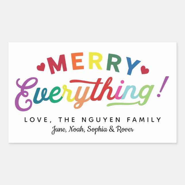 Merry Everything Holiday Labels Colourful and Fun! (Front)