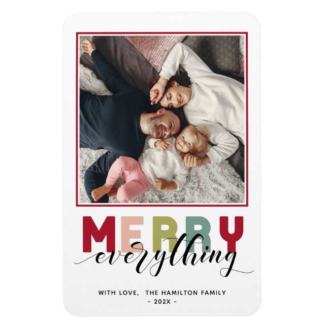 Merry everything Holiday Photo Magnet (Vertical)