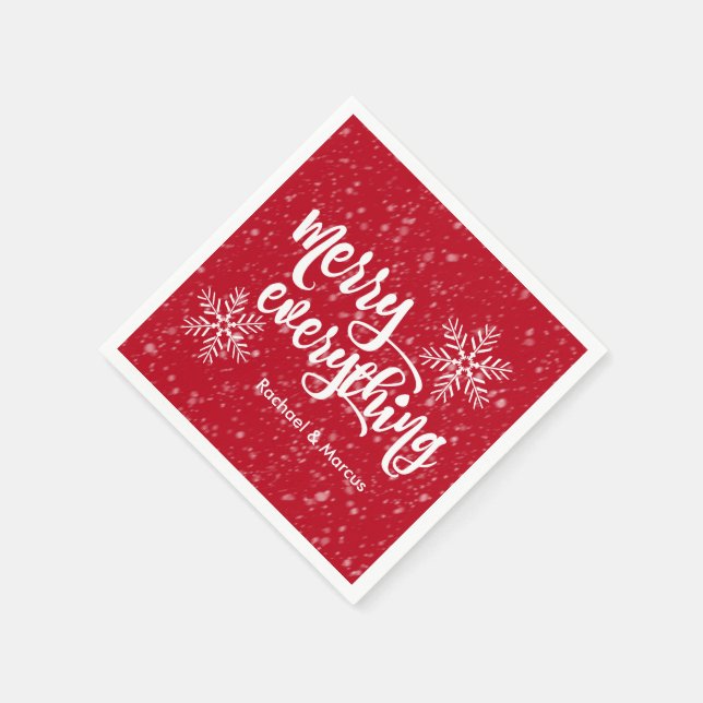 Merry Everything Holiday Snowfall Napkin (Corner)
