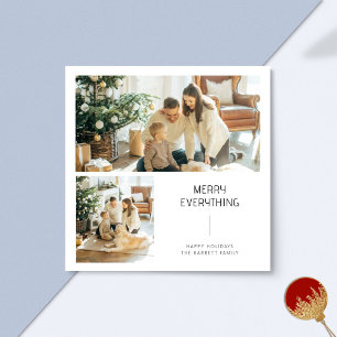 Merry Everything Minimal 2 Photo Family Christmas Holiday Card