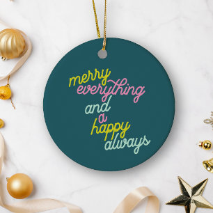 Merry Everything Mint Teal Christmas Cute Holiday Ceramic Tree Decoration