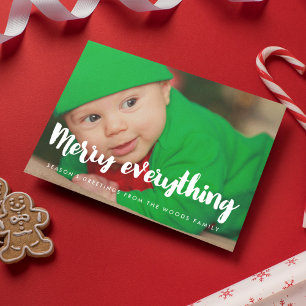 Merry Everything Modern Christmas Photo  Holiday Card