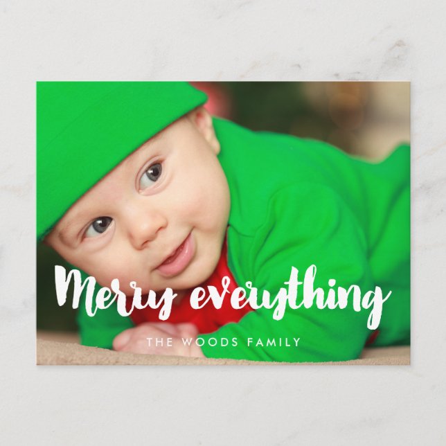 Merry everything Modern holiday photo Postcard (Front)