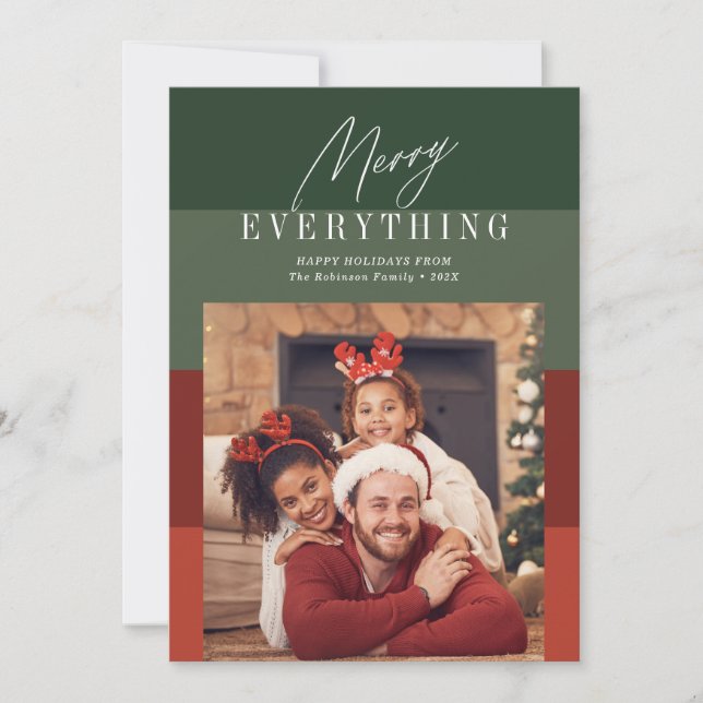 Merry everything modern stripes christmas  holiday card (Front)