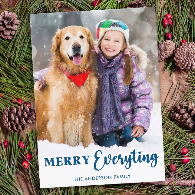Merry Everything Personalised Photo Christmas Holiday Card (Creator Uploaded)